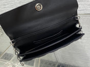 DIOR 25S DIOR TALK PHONE POUCH 21 IN BLACK CANNAGE LAMBSKIN SILVER HARDWARE