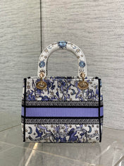 DIOR 25S SMALL LADY D-LITE BAG 24 IN PURPLE DIOR NIGHT OF DREAMS EMBROIDERY
