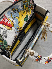 DIOR 25S SMALL LADY D-LITE BAG 24 IN YELLOW CANVAS DIOR CANNES