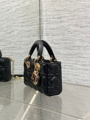 DIOR 25S MICRO LADY D-JOY 19 IN BLACK CALFSKIN GOLD HARDWARE