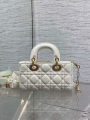 DIOR 25S MICRO LADY D-JOY 19 IN IVORY CALFSKIN GOLD HARDWARE