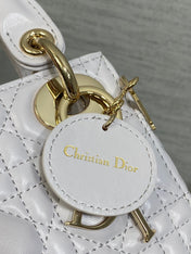 DIOR 25S MINI LADY DIOR BAG 17 IN LILAC CANNAGE CALFSKIN GOLD HARDWARE