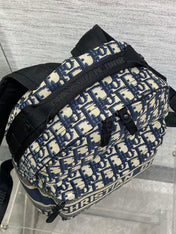 DIOR 25S TRAVEL BACKPACK 31 IN BLUE CANVAS OBLIQUE JACQUARD