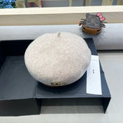BERET HAT IN KHAKI BROWN WOOL 406970