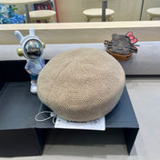 BERET HAT IN ECRU TAN COTTON AND LINEN 417834