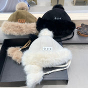 BEANIE HAT IN BLACK WOOL AND COTTON 419744