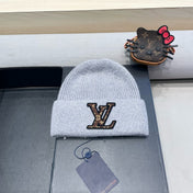 KNITTED BEANIE HAT IN GRAY FLEECE AND WOOL 426206