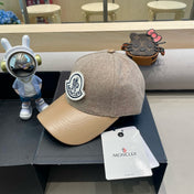 WOOL-TWEED AND LEATHER BASEBALL CAP PEANUT BROWN 428238