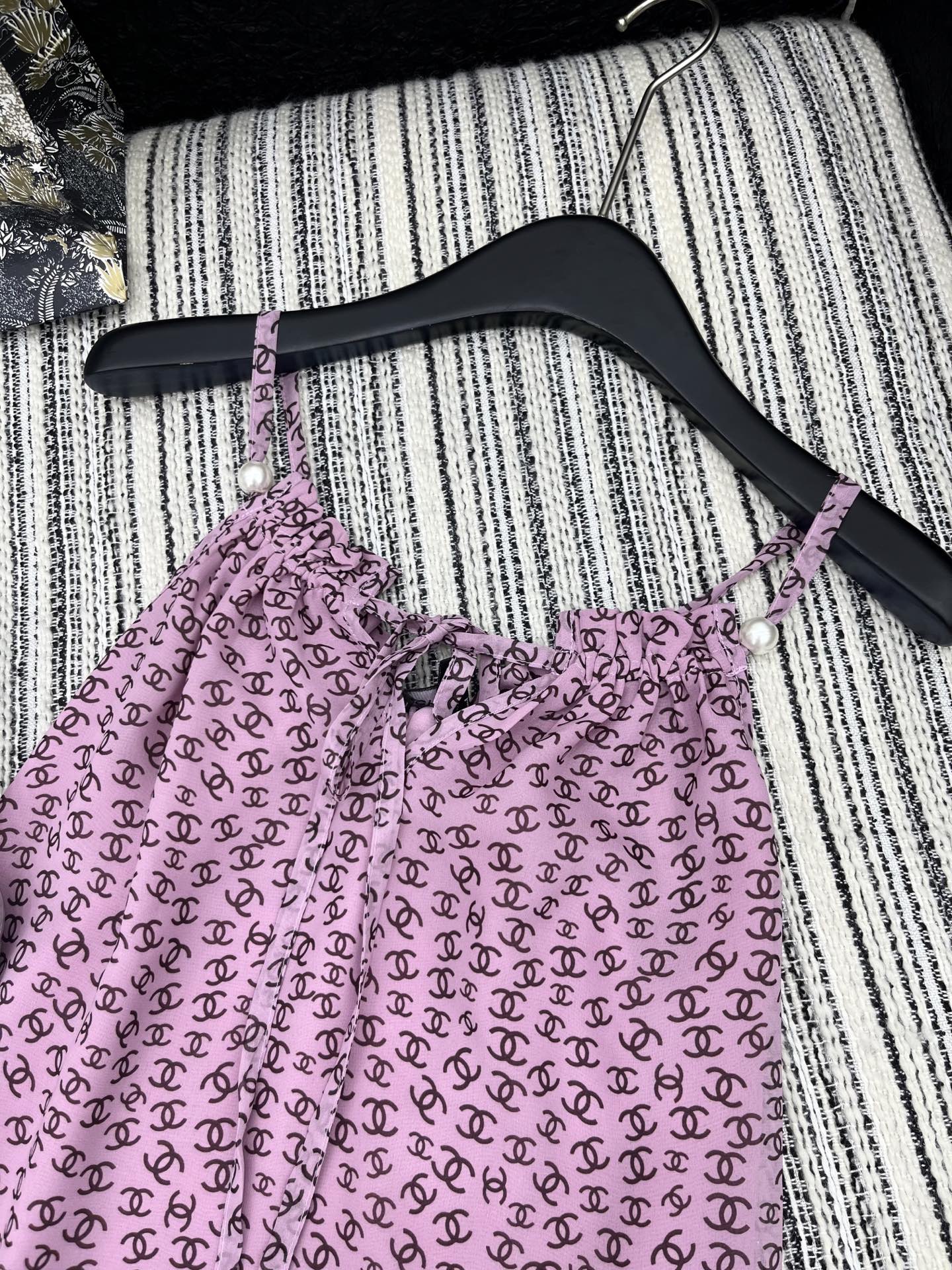 CHANEL PINK PEARL-EMBELLISHED CAMISOLE