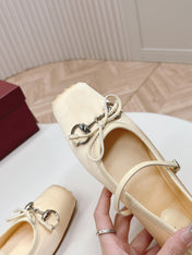 GG BALLET FLAT LIGHT CREAM SILK
