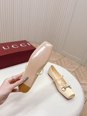 GG BALLET FLAT LIGHT CREAM SILK