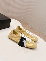 PRADA 26S SNEAKERS IN YELLOW QUILTED NYLON AND SUEDE