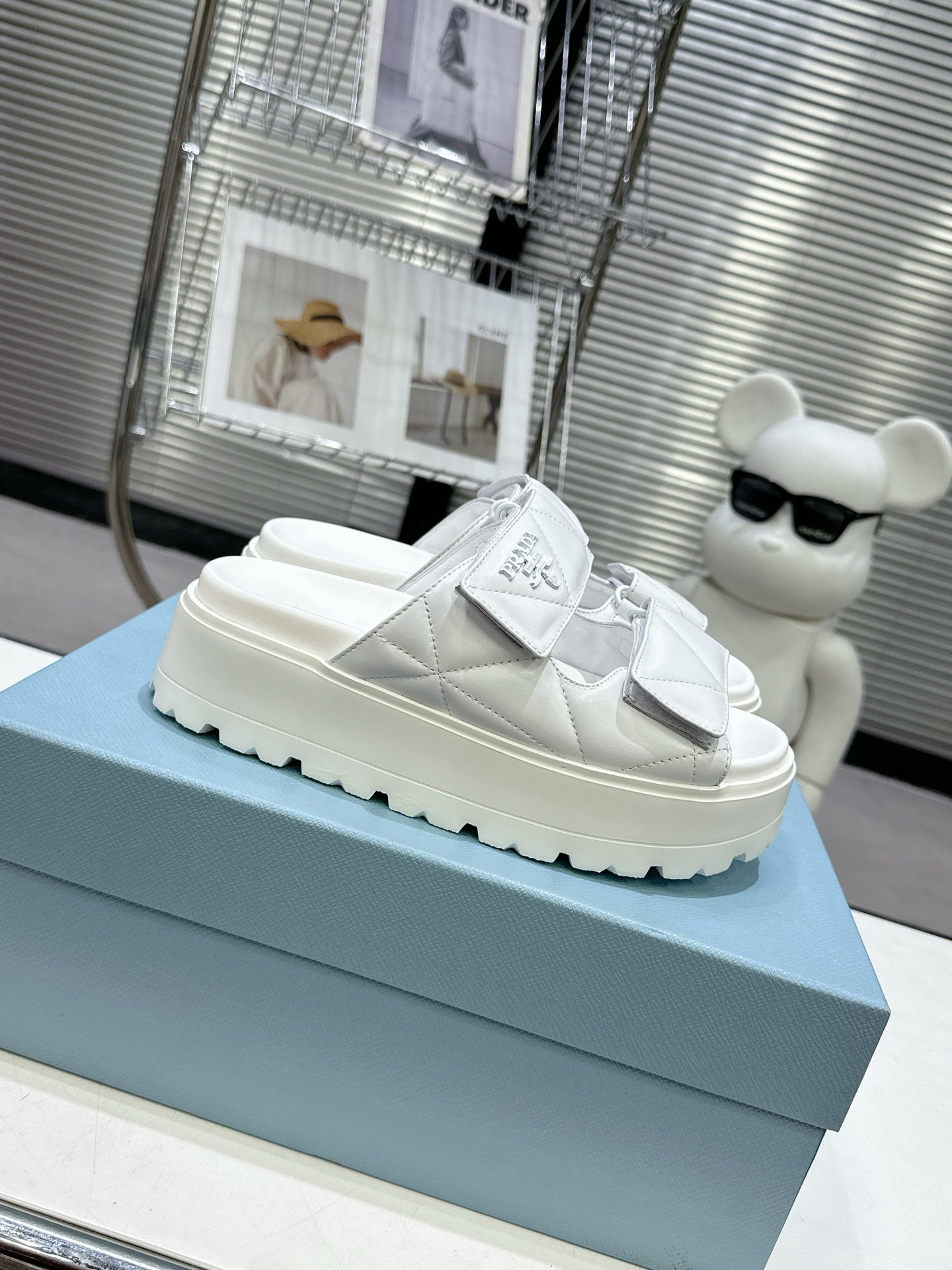 PRA STRAP SANDALS 55MM IN WHITE CALFSKIN