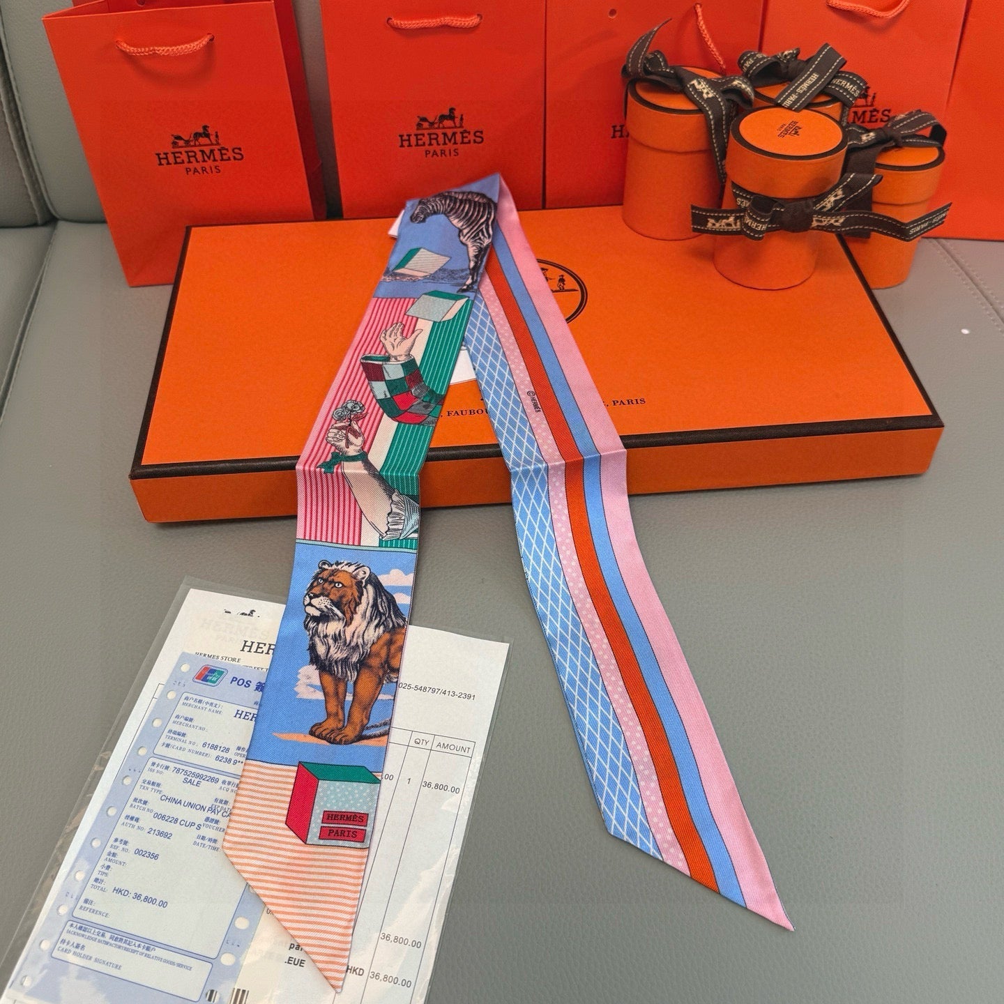 HERMES 25S SILK NECKERCHIEF 86 IN SILK 714362