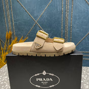 PRA STRAP SLIDES SANDALS BEIGE SUEDE