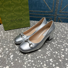 HIGH PUMP 55MM IN SILVER SHEEPSKIN