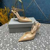 HIGH HEELS 10 CM IN COOKIE TAN SNAKE PATTERNED CALFSKIN