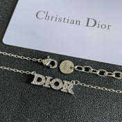 CD 26S PAVE LOGO LETTER NECKLACE IN SILVER TONE METAL 631805