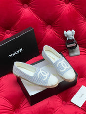 WOVEN LOAFERS IN LIGHT BLUE FABRIC