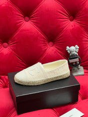 WOVEN LOAFERS IN WHITE BEIGE FABRIC
