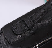 EXTRA POCKET L19 IN BLACK OSTRICH LEATHER