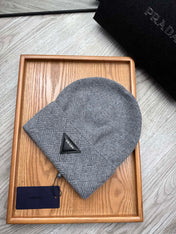 BEANIE HAT IN SHADOW GRAY WOOL AND RABBIT FUR 342034