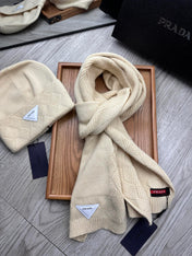 SET SCARF AND HAT IN BISQUE BEIGE WOOL AND RABBIT FUR 397405