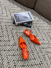 PRA SATIN SLINGBACK PUMPS BRIGHT ORANGE