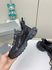 XL FISHNET SNEAKER IN BLACK MESH, POLYURETHANE, POLYESTER WITH RHINESTONES