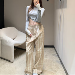 BURBERRY 25S PLAID STRAIGHT-LEG PANTS 091