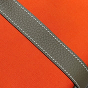 GARDEN PARTY 30CM IN ORANGE MINIMUM TOILETS COTTON CANVAS AND BROWN CALFSKIN