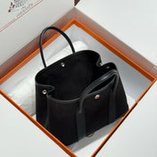 GARDEN PARTY 30CM IN BLACK TOILETS COTTON CANVAS AND CALFSKIN