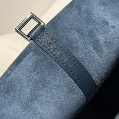 HERMES 25S PICOTIN LOCK 22 IN NAVY BLUE CALFSKIN SILVER HARDWARE