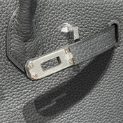 HERMES 25S MEDIUM BIRKIN 25 IN CHARCOAL GRAY CALFSKIN SILVER HARDWARE