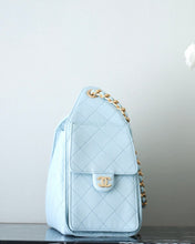 CHANEL 25S HOBO BAG 30 CM IN PASTEL BLUE LAMBSKIN WITH GOLD HARDWARE