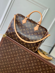 SPEEDY SOFT CRAFTY 30 IN BROWN LV MONOGRAM CALFSKIN RED TAG