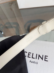 TRIOMPHE BELT 24MM IN WHITE CALFSKIN WITH GOLD BUCKLE