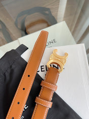 TRIOMPHE BELT 24MM IN BRONZE BROWN CALFSKIN WITH GOLD BUCKLE