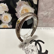 SILK THICK HEADBAND DARK BEIGE FLOWER PRINT 239960