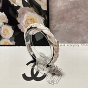HEADBAND IN WHITE CALFSKIN MIX PEARL CHAIN 347681