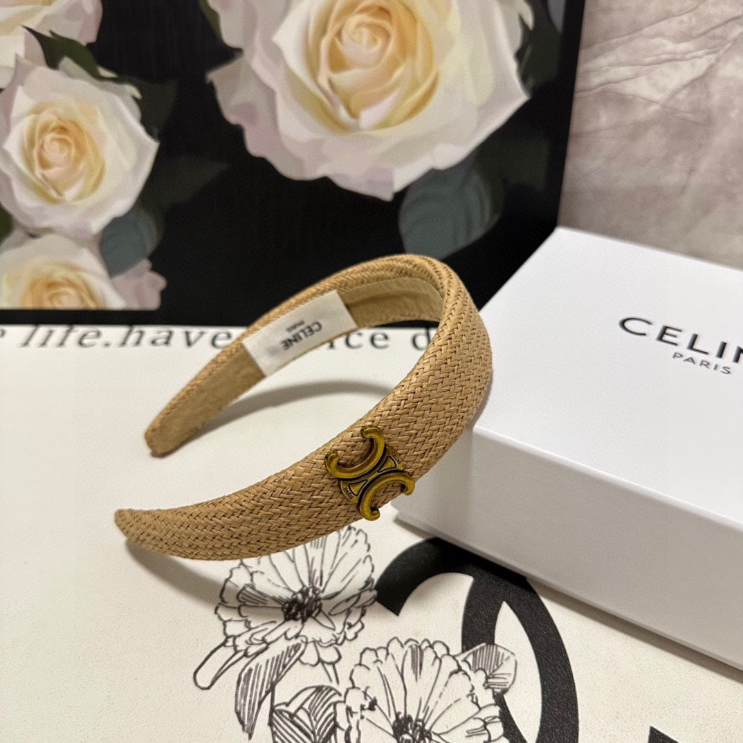 CAMEL BEIGE RAFFIA WOVEN HAIRBAND 400481