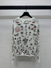 DIOR FLORAL EMBROIDERED KNITTED LONG-SLEEVE TOP 276696