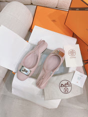 HM 26S INNOCENTE SLINGBACK IN LIGHT PINK CALFSKIN SILVER HARDWARE