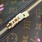 SPEEDY BANDOULIÈRE CHERRY BLOSSOM 25 IN SAKURA BROWN MONOGRAM COATED CANVAS
