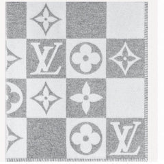 CHECKMATE BLANKET 180 CM IN WHITE MIX LIGHT GRAY WOOL AND CASHMERE 403904