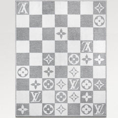 CHECKMATE BLANKET 180 CM IN WHITE MIX LIGHT GRAY WOOL AND CASHMERE 403904