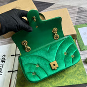 GG MARMONT MINI 22 BAG IN COOL GREEN VELVET
