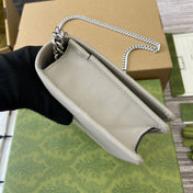 GG MARMONT 20 MINI CHAIN BAG IN WHITE CALFSKIN