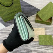 CONTINENTAL WALLET 19 IN MINT GREEN EMBOSSED CALFSKIN GOLD HARDWARE