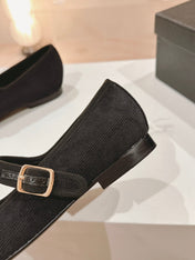mary jane flat black corduroy